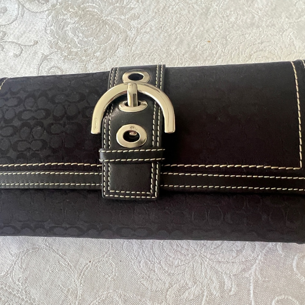 Coach black monogram signature wallet with checkbook holder NWT